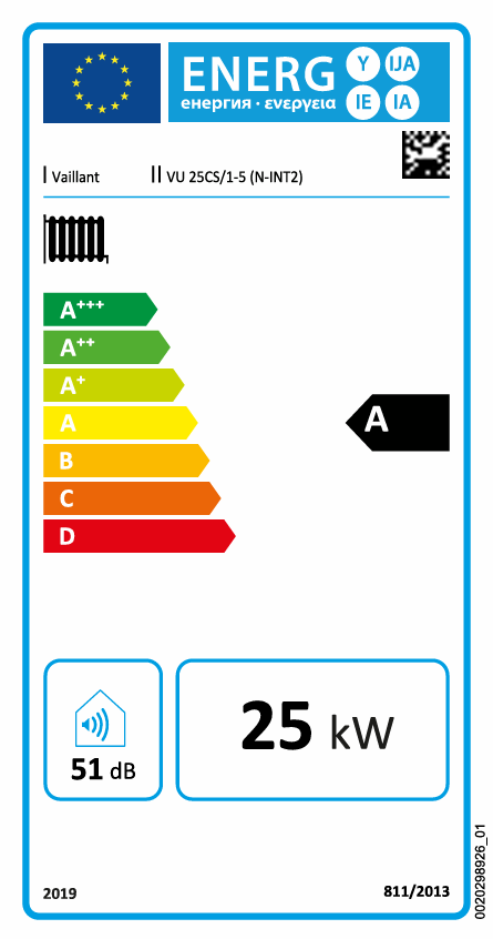 Plynový kotol VAILLANT ECOTEC PLUS IONIDETECT VU 25CS/1-5 | 26,4 kW - energetický štítok